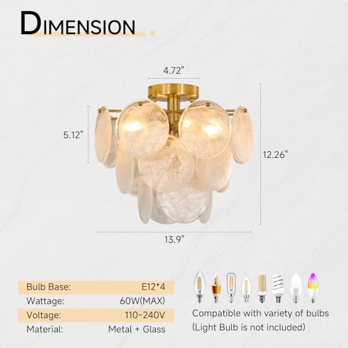 Gold Semi Flush Mount Chandelier
