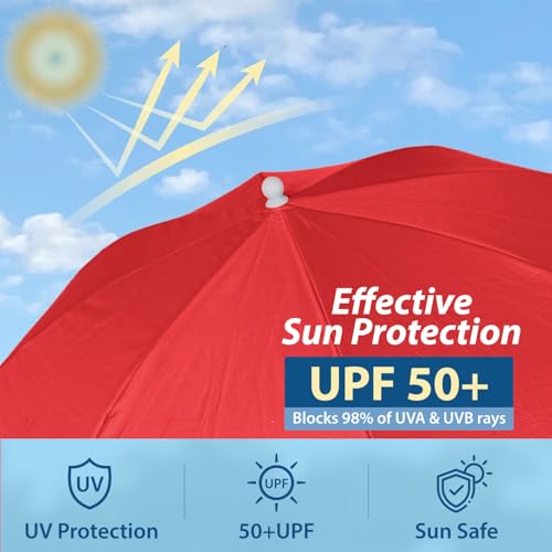 Chair Umbrella with Universal Clamp Adjustable 47 inches and 360° Swivel & UPF 50+ Protection Portable Sun Umbrella (2 Count)