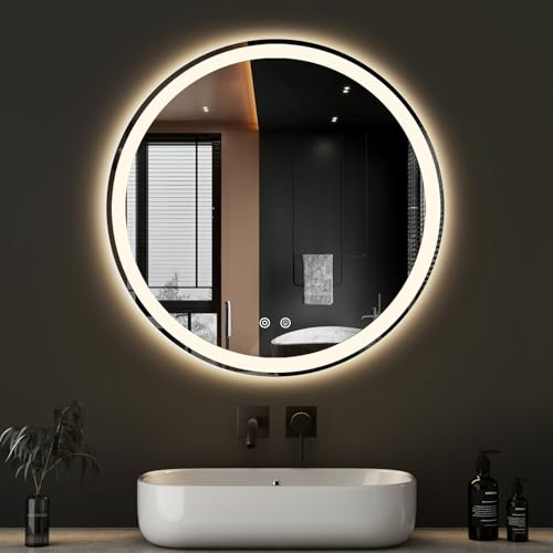 28 Inch Round LED Bathroom Mirror with Lights
