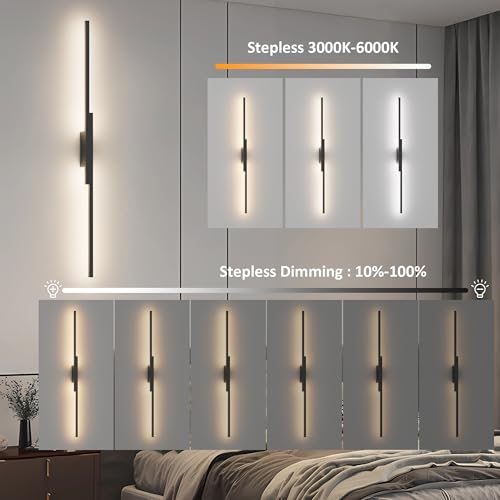 Black Wall Sconces Set of Two Battery Operated Wall Sconces 3000K (2 Count)