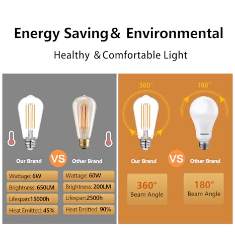 12Pack Edison Light Bulbs 60W Equ (12 Count)