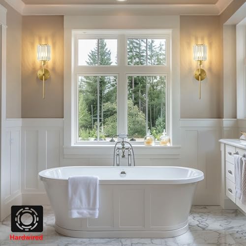 Hardwired Crystal Wall Sconces Set of 2