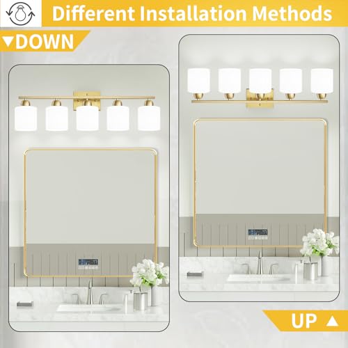 6 Light Gold Bathroom Vanity Light for Large Mirror