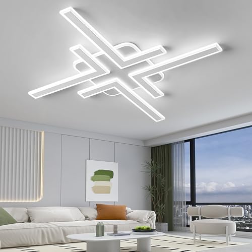 Modern LED Ceiling Lihgt with Remote Control Sputnik Flush Mount Ceiling Light Fixture 3 Color Dimmable White Chandelier for Kitchen Dining Room Living Room Bedroom