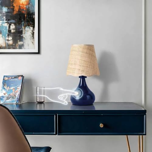 Navy Blue Small Table Lamp Touch Control