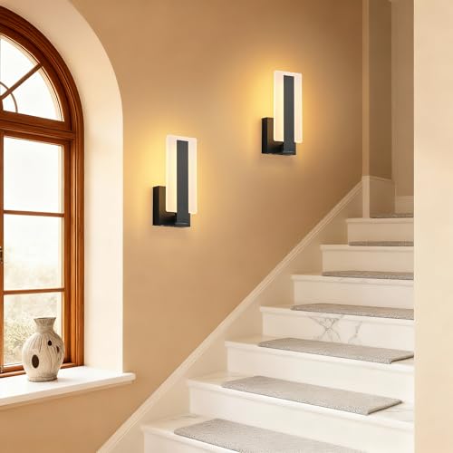 Peel and Stick Battery Operated Modern Wall Sconce Set of Two