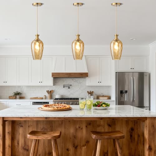 Amber Glass Pendant Lights Kitchen Island