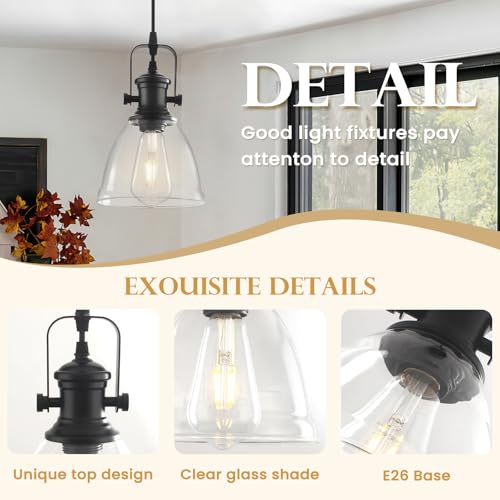 Black Pendant Lights Kitchen Island 2 Pack (2 Count)