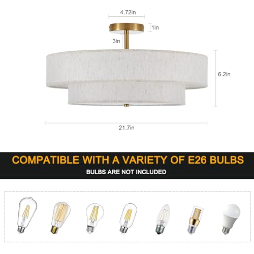Modern Semi Flush Mount Ceiling Light 21.7" Modern Gold 4