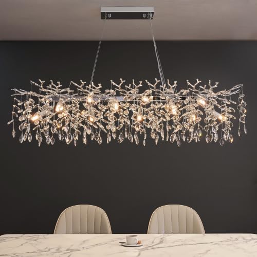 Modern Tree Branch Crystal Chandelier Luxury Silver Crystal Pendant Lighting 47.2" Contemporary 14