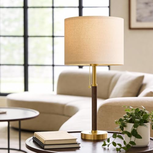 Wood Table Lamps 22" Mid Century Modern Lamps for Bedroom Living Room Lamps (2 Count)