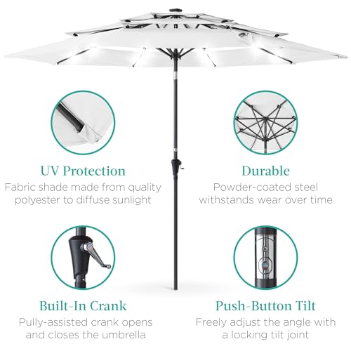 10ft 3 Tier Solar Patio Umbrella