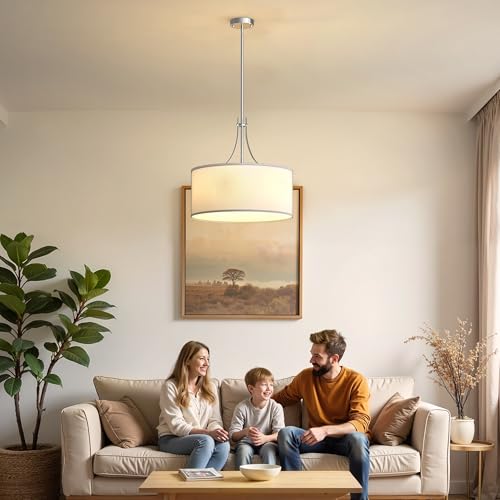 5 Light Drum Chandelier for Dining Room Light Fixture Over Table
