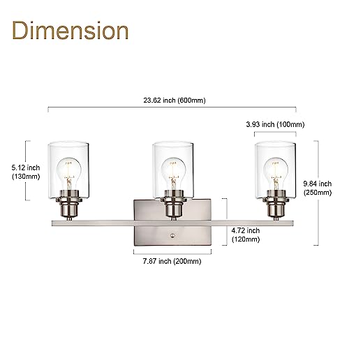 Metal Brushed Nickel 3 Lights Wall Light