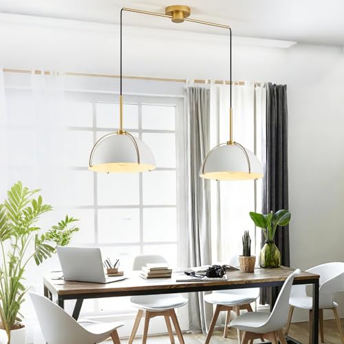 Contemporary White Gold Pendant Light Over Table 2