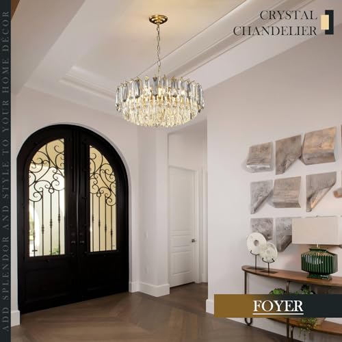 23.6" Modern Crystal Chandelier with Grey Crystal Gold 3
