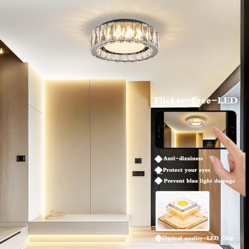 Dimmable Crystal Flush Mount Ceiling Light