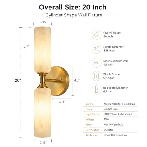 Alabaster Wall Sconces Set of 2