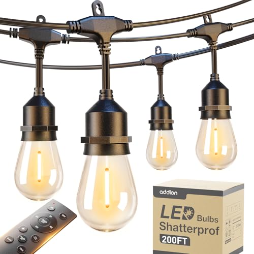 200FT Outdoor String Lights with Remote Dimmable Waterproof Patio (200 Foot)