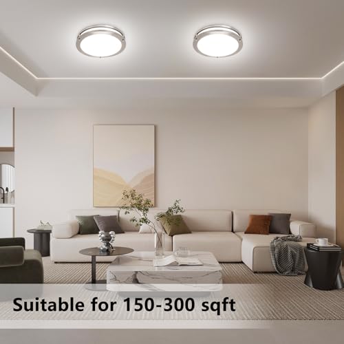 13inch LED Flush Mount Ceiling Light Fixture Dimmable Brushed Nickel (4 Count)