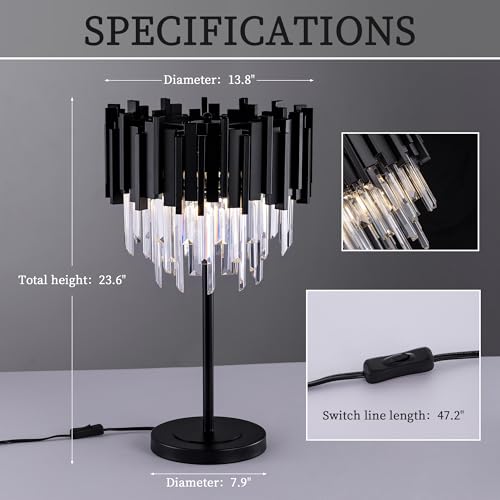 Black Crystal Table Lamp (3 Count)