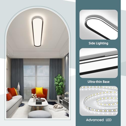 Modern LED Ceiling Light Dimmable Linear Ceiling Light 39.4in Semi Flush Mount Long Lights with Remote Control and Side Lighting for Living Room Kitchen Dining Room