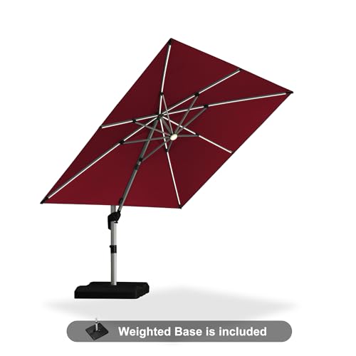 Patio Umbrella with Base Included 10' X 10' Solar Light