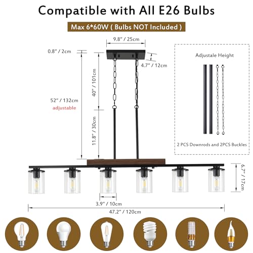 47.2" Dining Room Light Fixtures Over Table