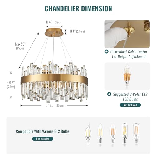 Modern Crystal Chandelier Luxury Raindrop Chandelier D19.7''