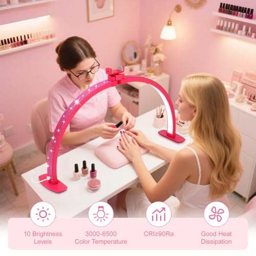 Half Moon Light for Nail Desk with Phone Holder