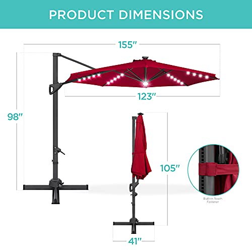 10ft Solar LED Cantilever Patio Umbrella