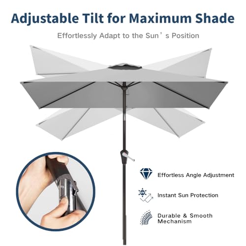 6.5' x 10' Rectangular Patio Umbrella Large Outdoor Market Umbrella w