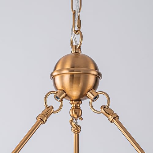 34" Brass Pleated Fabric Chandelier