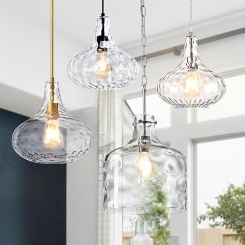 11" Clear Hammered Glass Pendant Light