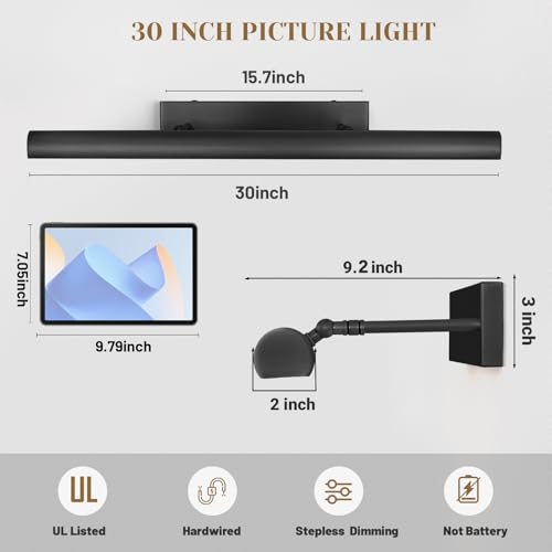 Matte Black Picture Lights for Wall