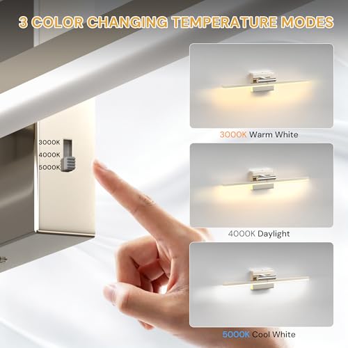 24 Inch 3CCT Bathroom Vanity Light Bar Over Mirror Nickel