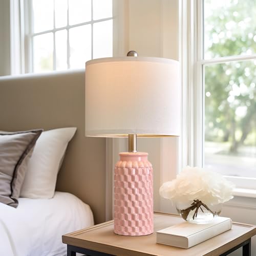 20.5" Pink Small Bedside Lamps Set of 2