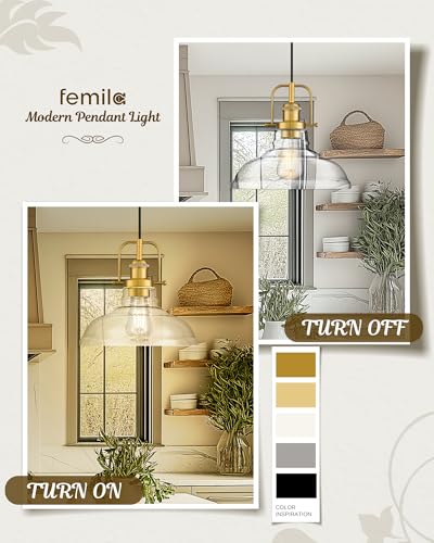 11" Gold Pendant Light Fixture