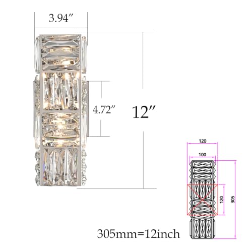 12 Inch Crystal Wall Sconce Chrome Wall Sconces Wall Lighting