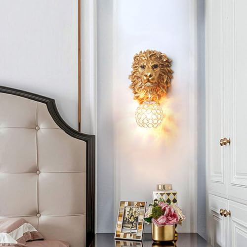 Gold Lion Head Wall Sconces Set of 2 (2 Count)