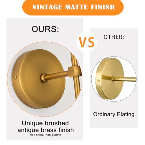 Wall Sconce Set of 2 Hardwired Vintage Antique Brass Sconce Candle Wall Light for Bedroom Living Room Vanity Farmhouse Bathroom Hallway (2 Count)