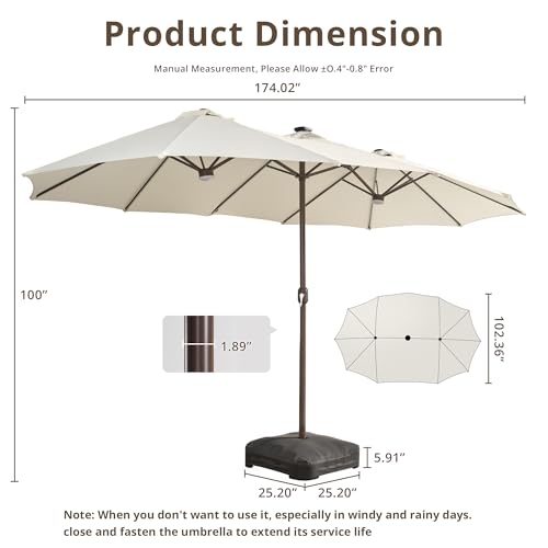 15Ft Patio Umbrella With Multicolor Solar Light