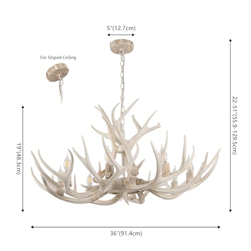 Eldora 8 Light Resin Antler Chandelier 36"