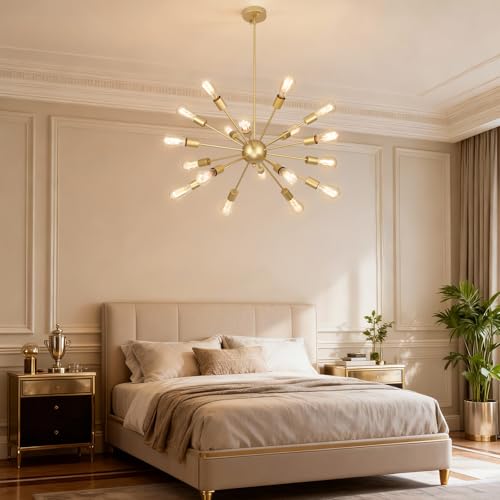 18 Light Gold Sputnik Farmhouse Chandeliers for Dining Room Light Fixture