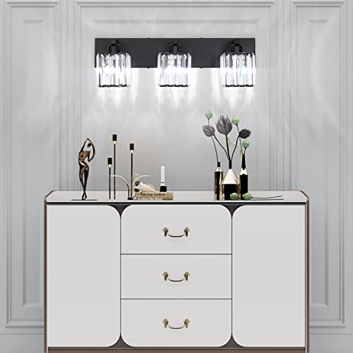 Black Vanity Light Bathroom Lighting Fixtures 3 Light Crystal Modern Bathroom Vanity Light