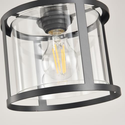 3 Lights Industrial Pendant Light with Glass Shade Matte Black Pendant Lighting Adjustable Industrial Retro Style Hanging Light