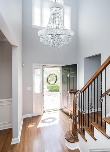 12 Lights Chrome Finish Empire Crystal Chandelier Lighting for Dining Room Living Room Foyer Hallway Bedroom Entryway