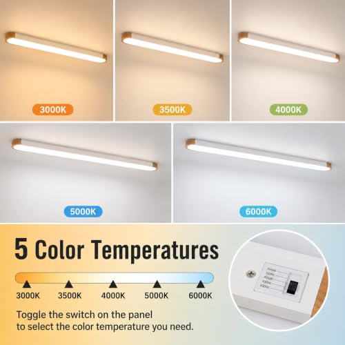 4FT Wood Flush Mount Ceiling Light