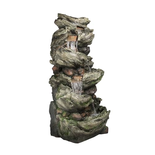 WIN1424 81" 5 Tier Rock Water Fountain with LED Lights