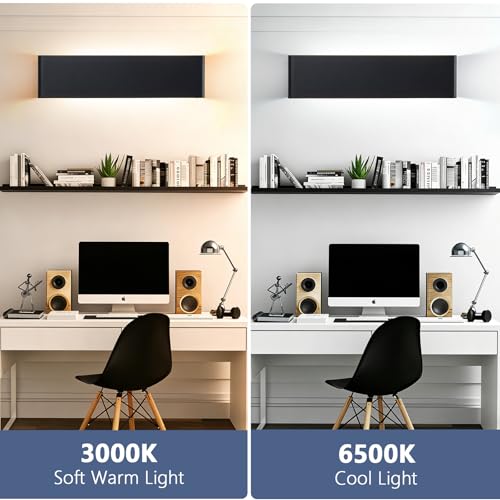 21.6" Black 5CCT LED Wall Sconces 2 Pack